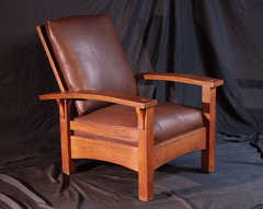 Gustav Stickley Bow Arm Morris Chair, signed.